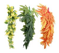 Balacoo 3pcs Climbing Pet Rattan Fake Leaves Strands Hanging Plant Vine Reptile Cage Decoration Artificial Green Vine Reptile Vine Plant Leaves for Reptile Terrarium Tank Plastic Ornaments