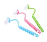 Balacoo 3pcs Curved Toilet Cleaning Brush with Ergonomic Handles V Shaped Under Rim Scrubber for Thorough Bathroom Toilet Bowl Cleaning Blue Green Pink