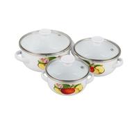 Balacoo 3Pcs Enamel Soup Pots with Lid Double Handle Cooking Stockpots for Stew Sauce and Melting Fast Heating Energy Saving and Easy to Clean Suitable for Household Kitchen Use