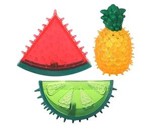 Balacoo 3pcs Freezable Pet Cooling Chew Toys Summer Fruit Lemon Pineapple Watermelon Design Bite- Resistant Dog Cooling Chew Toys for Dogs Teething for Small Dogs Puppies
