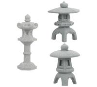 Balacoo 3pcs Mini Pagoda Statue Resin Ornaments with Realistic Appearance for Zen Room and Garden Decoration, Japanese Style Micro Landscape Pavilion Ornament Excellent Desktop Display