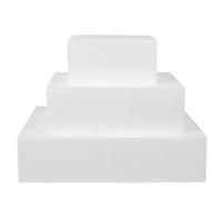 Balacoo 3pcs White Polystyrene Cake Dummies Cubic-shaped Foams Cake Model for Decorating and Practicing Modeling Reusable DIY Fake and Manual Homework
