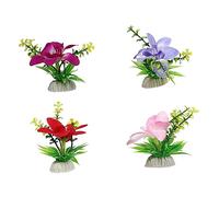 Balacoo 4Pcs Artificial Orchid Flower Ornaments Decorative Sashimi Plate Accents for Sushi Presentation Restaurant Tableware Red Pink Blue Purple