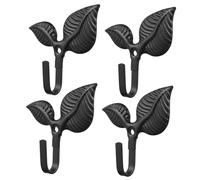 Balacoo 4pcs Vintage Iron Leaf Wall Hooks Rustic Antique Coat Hooks Wall Mounted for Hanging Coats Hats Bags Towels Decorative for Entryway Bathroom Bedroom