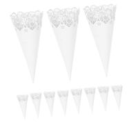 Balacoo 50pcs White Heart Hollow Paper Petal Cones for Wedding Party Elegant Confetti Holders for Weddings Anniversaries Birthdays Romantic Celebration Decorations