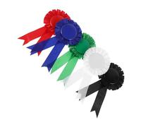 Balacoo 5Pcs Blank Tinplate Achievement Award Medals Scalloped Honor Badges for Birthday Party Decorations Versatile DIY Ribbon Buttons Red White Black Green Blue