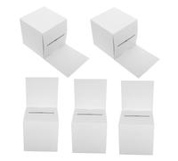 Balacoo 5pcs Foldable White Voting Box with Removable Header Multi Functional Card Collection for Feedback Fundraising and Suggestions in Offices Schools and Meeting Rooms