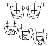 Balacoo 5pcs Hanging Railing Planter Holder 8.7x6.3x5.9 Black Metal