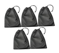 Balacoo 5pcs Mesh Drawstring Bag, Black Storage Mesh Bag, Gym Drawstring Bags for Beach Laundry Toy Travel Golf Balls, Adjustable Drawstring Mesh Storage Bag