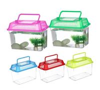 Balacoo 5Pcs Portable Reptile Feeding Box Mixed Color Transparent Plastic Aquarium for Goldfish Turtle and Small Pets for Home and Travel Use
