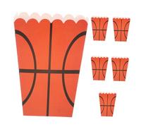 Balacoo 6pcs Basketball Popcorn Boxes for Parties Versatile Snack Containers Portable Popcorn Buckets for Birthday and Movie Events Sports Themed Favor Boxes