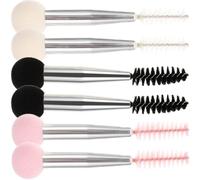 Balacoo 6pcs Double-head Eyelash Brushes with Comfortable Grip Aluminium Tube Makeup Sponge Set for Professional Makeup Artists and Convenient and Practical for Valentine’s Day