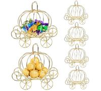 Balacoo 6pcs Metal Pumpkin Cart Boxes Wedding Gift Boxes Halloween Candy Favour Containers Creative Wire Cutout Design Durable Party Treat Souvenirs
