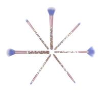 Balacoo 7pcs Blue Makeup Brush Set with Crystal Sequin Handle, Lightweight Nylon Cosmetic Eye Brushes with Long Handle, Easy to Carry and Safe for Eyes and Lips, for Travel and Daily
