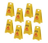 Balacoo 8pcs Miniature Wet Floor Warning Signs Lightweight Dollhouse Floor Safety Caution Signs Realistic for Model Scene Decoration and Role Playing