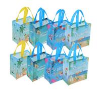 Balacoo 8pcs Tropical Hawaiian Non Woven Tote Bags with Handles Gift Bags for Summer Beach Party Grocery Shopping Festival Decoration