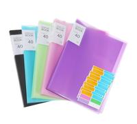 Balacoo A4 Document Folders Portable Pp Portfolio Binder 5 Pcs with 40 Sleeves and Stickers to Organize Documents for School, Office, on The Go Use