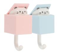 Balacoo Adhesive Wall Hooks for Holding Towels and Keys 2pcs Cute Cartoon Pet Pattern, Abs Material Decorative and Functional Wall Hanger Hooks for Bathroom and Room Decoration