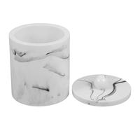 Balacoo Apothecary Jars with Lid for Cosmetic and Home Small Accessories Storage European Style Resin Modern Marble Design Cotton Pads Holder Space Saving Swab Organizer