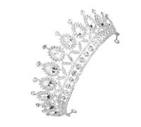 Balacoo Baroque White Rhinestone Tiara Crown for Women Bride Elegant Wedding Hair Accessory with Teardrop Crystals Comfortable Lightweight Headpiece for Birthday Prom Pageant Party