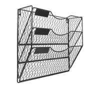 Balacoo Black Metal Wall Mounted File Organizer 3- -pocket Mesh Magazine Rack for Document Sorting and Space Saving in Entryway or Office