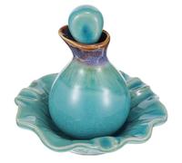 Balacoo Blue Ceramic Essential Oil Bottle Set Chic Tray, Lightweight and Refillable Aromatherapy Storage Bottles for Mirror Tray Display Shelf or Bookshelf