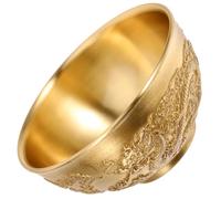 Balacoo Brass Treasure Bowl with Pattern 8Cm Copper Offering Bowl for Spiritual Wealth Tabletop Decoration