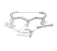 Balacoo Brooch Zinc Cap Graduation Silver a Design Bachelor's Alloy 2025 Season Pin Featuring Unique Resistant to Fading Charm for Backpack