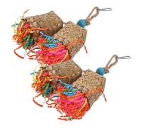Balacoo Brown Palm Leaf Weaving 2pcs Bird Parrots Made of Sturdy Wood Chewing Hanging for Parrot Cage Play and Foraging Enrichment