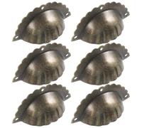 Balacoo Cabinet Knobs Shell Semicircle 6 Pcs Antique Brass Plating Vintage with Hole Spacing 6.5cm, Practical Decorative Drawer Handles for Doors and Closets