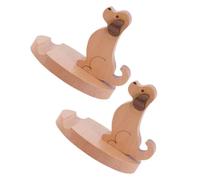Balacoo Cartoon Dog Wooden Phone Stand 2Pcs Natural Wood Cell Phone Holder for Desk Office Study Multifunctional Mobile Bracket Random Color