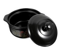 Balacoo Ceramic Stew Soup Pot with Lid for 2 to 3 Person Black Kitchen Ceramic Pot with Even Heat Distribution for Cooking in Kitchen