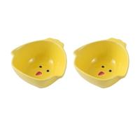 Balacoo Chicken Feeders Washable Food Feeding Trays with Larger Capacity 2pcs Ceramic in Yellow, Convenient for Daily Feeding Use and Suitable for Birds or Canary Cages