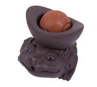 Balacoo Chinese Clay Violet Sand Pottery Material High Collection Value Ornament Tea Pet Water Spraying Toad Figurine with Coffee Colour for Kungfu Tea Tray for Decorative Table
