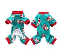 Balacoo Christmas Dog Clothes Santa Claus Pattern Pajamas Pet Dog Jumpsuit for Christmas Xmas Holiday (Green, Size XL)