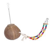 Balacoo Coconut Shell Bird House for Sleeping and Habitat Hanging with Ladder Natural Coconut Material, Creative Decorative Garden Nest for Parrots and Birds