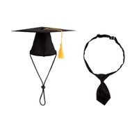 Balacoo Creative 2pcs Pet Dr Cap Graduation Collar Set with Black Polyester Hat and Tie for Cats and Dogs, Soft and Safe Pet Party Supplies for Graduation W nd Birthday Parties
