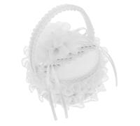 Balacoo Creative Embroidered Wedding Ring Box with Pearl Handle Flower Basket and Soft Pillow for Elegant Protective Favor for Engagements Proposals and Valentines Ceremonies