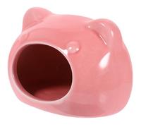 Balacoo Cute Ceramic Hamster Hideout for Small Animals, Pink Cartoon Style with Use and Storage Box, Bedding for Hamsters and Summer Cooling Sleeping House