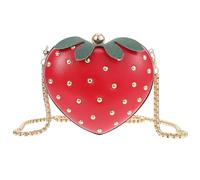 Balacoo Cute Strawberry Pu Shoulder Tote Bag with Chain Strap, Enough Space to Store Daily Essentials, for Going on Dates and Casual Outings