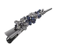 Balacoo Dark Blue Duckbill Clip Rhinestone Studded Hair Styling Barrette for Women Alloy Hairpin with Crystal Accent Firm Grip for Face Washing Hair Dyeing Travel Use