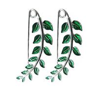 Balacoo Decorative Brooch Set Convenient and Comfortable to Wear Alloy Material 2pcs Green Leaf Pattern Buckles for Anniversary Celebration or Business Attire