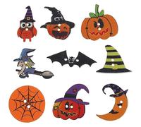 Balacoo Decorative Buttons 50pcs Halloween Wooden Chip Wood Cutouts Easy to Use Eco-Friendly Sewing Decorative Buttons for Making Crafts and DIY Projects