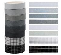 Balacoo Decorative Washi Tapes and Stick to Most Clean Surfaces Tearable by Hand 8 Rolls Simple Style Adhesive Tape and Holiday Decorations for Scrapbook DIY Crafts for Wrapping