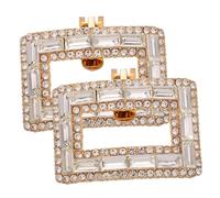 Balacoo Detachable Square Rhinestone Shoe Buckle Clips for Women Glass Crystal Wedding Shoe Decorations Glamorous High Heel Accessories for DIY Styling Rose Gold