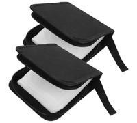 Balacoo Disc Storage Pouch Protective Black Polypropylene Non-Woven 2pcs Zipper CD Organizer 40 Capacity Easy to Carry Portable DVD Case for Home and Travel