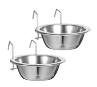 Balacoo Dog Cage Water Dispenser with Removable Bowls and Storage Rack 2 Sets Stainless Steel Hanging Bowl Prevents Tipping, Crate Water Feeder for Easy Feeding for Pet