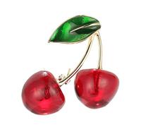 Balacoo Elegant Cherry Brooch for Women Made of Copper and Resin, a Chic Decorative Accessory for Graduation Party and Mother’s Day, Featuring a Cherry-shaped Design with Safe to Wear