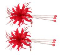Balacoo Elegant Chinese Hanfu Hairpin with Tassels and Flower Design Traditional Bridal Hair Accessories for Wedding Ancient Asian Costume Headdress Classic Red Barrettes for Women