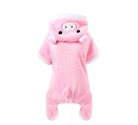 Balacoo Funny Dog Cat Costumes Pink Pig Cosplay Dress Up Pet Halloween Christmas Warm Hoodie Adorable Coats Pets Jumpsuits Outfits for Small Medium Puppy Kitten Size XL
